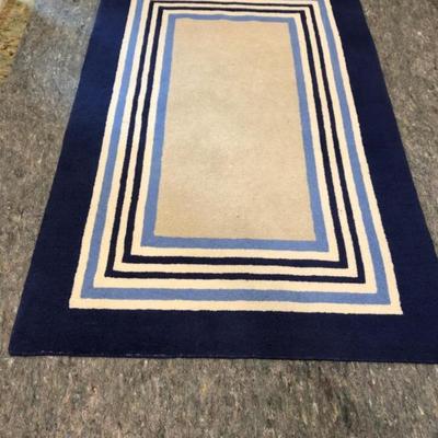 Pottery Barn Tailored Stripe Blue Kids Wool Rug – India