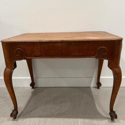 Antique Oak Game Table on Casters – Carved Claw Feet