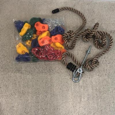 Kids Playset - Rock Climbing Holds & 10-Ft Rope
