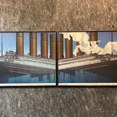 Flavio Costantini Titanic Ship Duo Print – 1985 Exhibition Poster