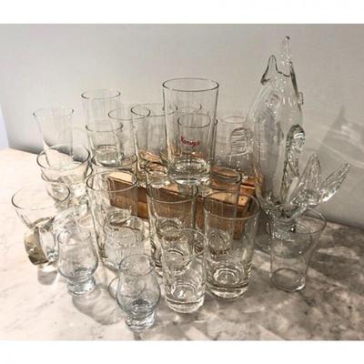 Eclectic Barware Collection – Etched, Logo & Crystal Glasses (20+)