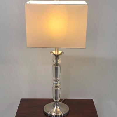 Crystal Table Lamp – Stacked Base w/ Rectangular Shade
