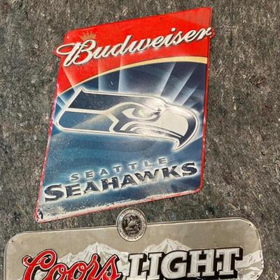 Seahawks Bud Sign & Coors Light Metal Signs