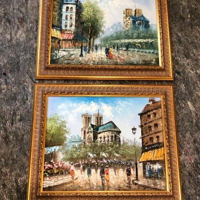 Two Signed Burnett Paris Street Scene Giclée Prints