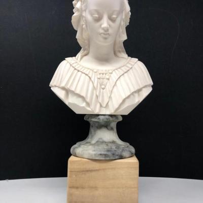 Vintage A. Giannelli Alabaster Bust on Marble Base – Italy 1940