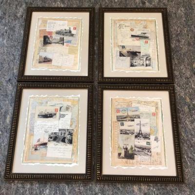 Four Framed Mixed-Media Collages by Susana England	