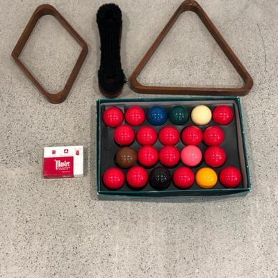 Aramith Snooker Ball Set w/ Racks, Chalk, Brush & Box
