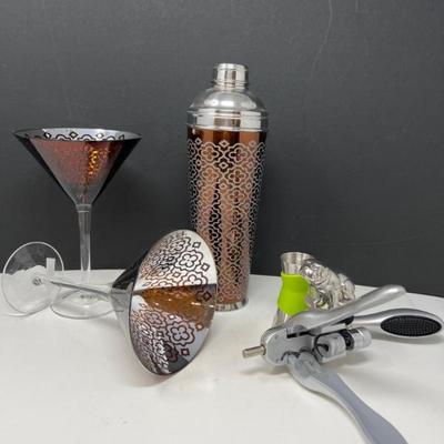 Slant Martini Glasses & Mixer and Other Drink Essentials