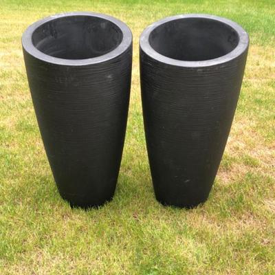 Tall Estate Style Plastic Ribbed Tapered Planters-Outdoor/Indoor