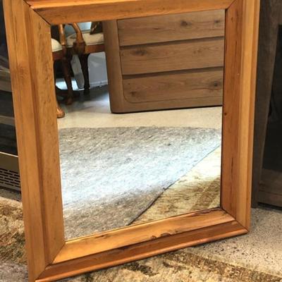 Wood-Framed Wall Mirror – Knotty Pine Look, Clean Lines