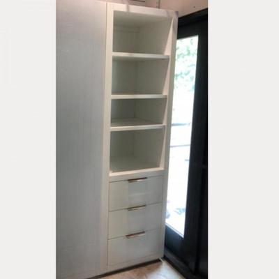 Restoration Hardware White Storage Cabinet Sleek Shelves & Drawers #2