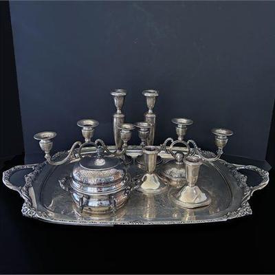 Sterling Silver Candle Stick & Butler Tray Collection .jpg