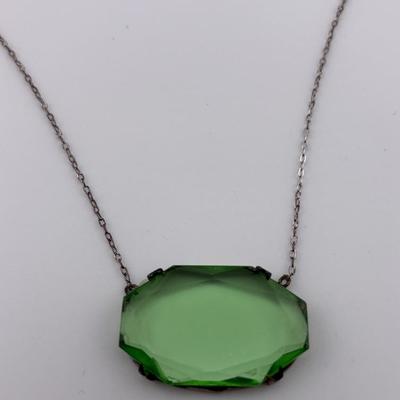 Sterling Silver Uranium Glass Necklace
