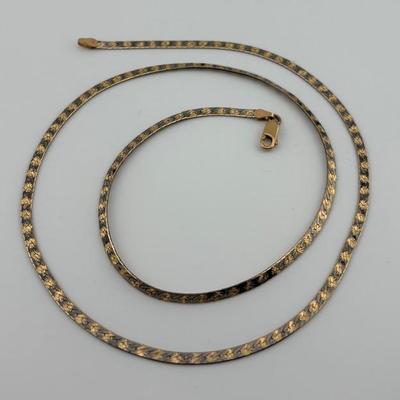 Etched 14k Yellow Gold Necklace