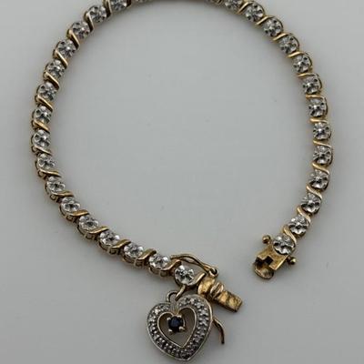 Sterling Silver Gold Vermeil Diamond Tennis Bracelet