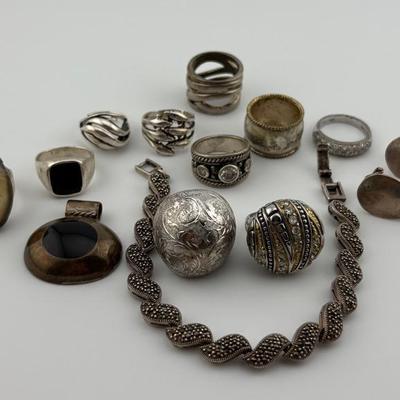 Assortment of Sterling Silver Rings & More
