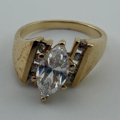 14k Yellow Gold Modernist Marquis Ring