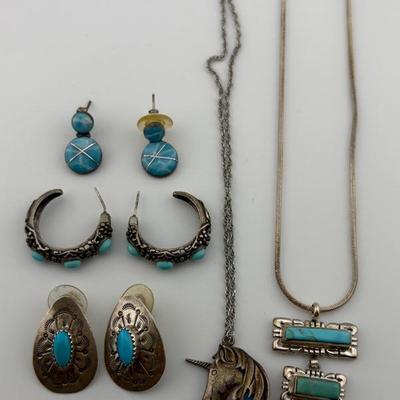 Sterling Silver Turquoise & Larimar Jewelry