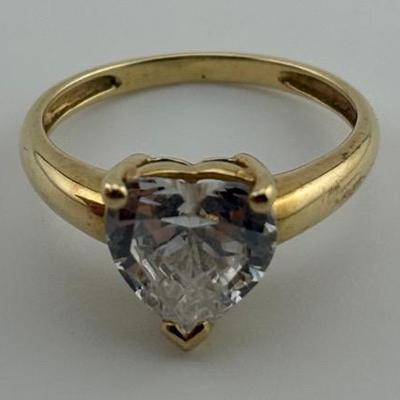 14k Yellow Gold Heart Cut Ring