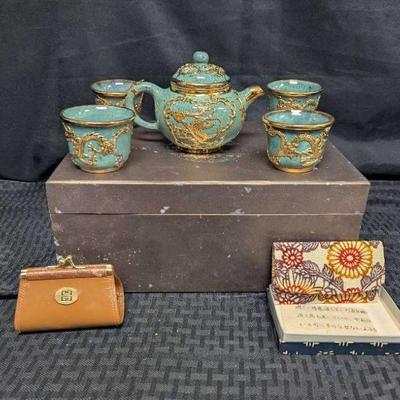 Sh669 chinese tea set two coin purses
