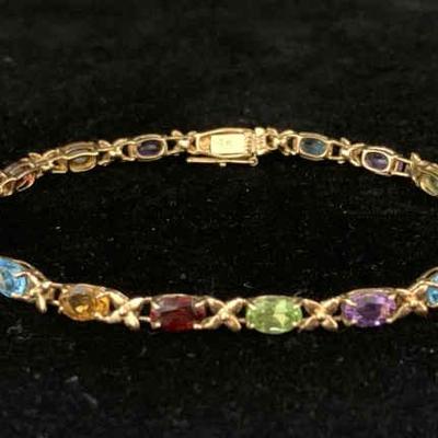 Sh770v 14 k multicolored stone bracelet