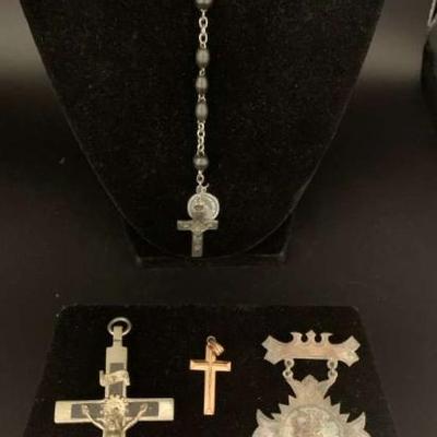Sh686v vintage crucifix and rosary