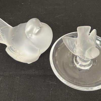 Sh124v lalique crystal sparrow and bird vanity dish