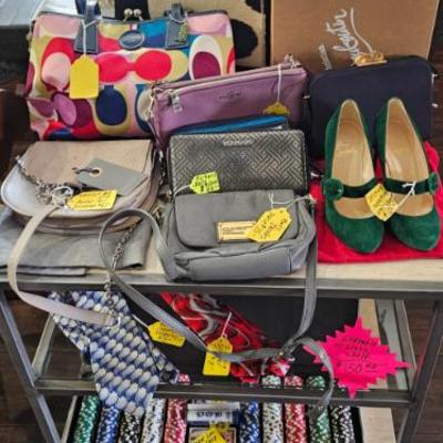 Designer purses, shoes and ties