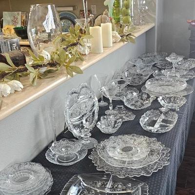 Collection of vintage etched glassware