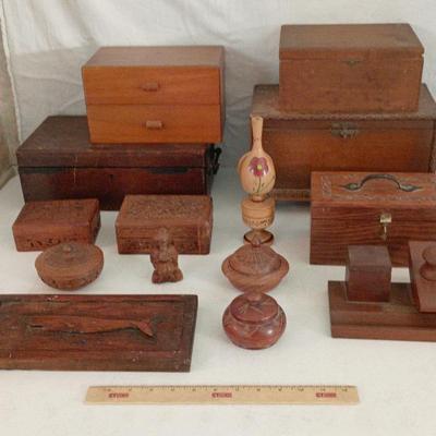Vintage / Antique Wood Boxes, Bowls, Whale Plaque, Inkwell++