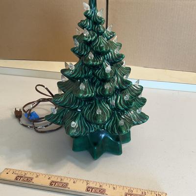 Vintage Ceramic Green Christmas Tree - Tested & Works