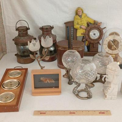 Vintage Household - Germany Clock, Sailor Humidity, Butterfly, Stone Tiki Bookends+++