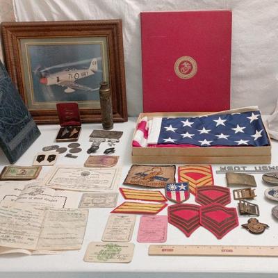 First Lieutenant Marine Corps World War II, Korea+ Career Documents, Patches, Pins