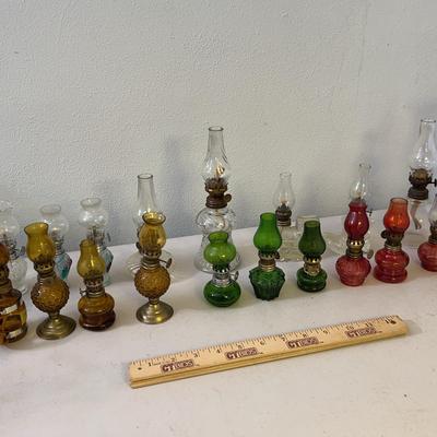 Glass & Colored Glass Vintage Oil Lamp Lot #1