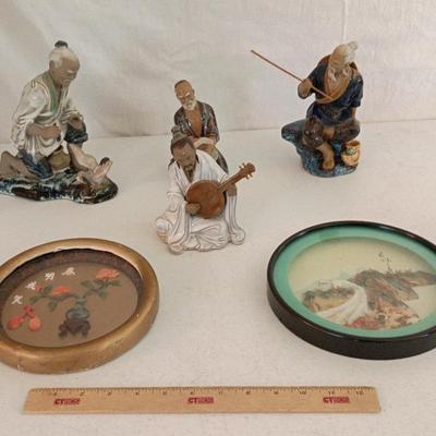 Vintage Chinese Mudman, Jade, Coral, Mother Of Pearl Pictures