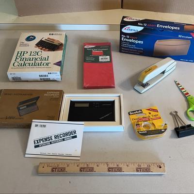 Office Supplies Lot - Envelopes, HP Calculator, Seiko Expense Recorder