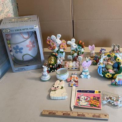Easter Lot - 11” Fiber Optic Egg, Egg Basket Decoration, Small Easter Figures