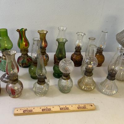 Glass & Colored Glass Vintage Oil Lamp Lot #2