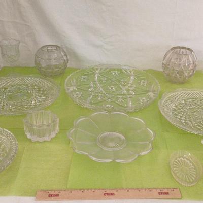 Vintage Crystal, Glassware - Relish Dishes, Platter, Candle Holders+++