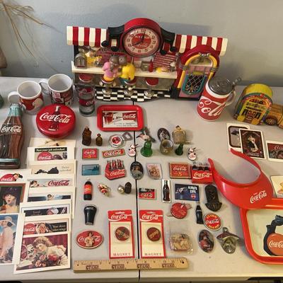 Huge Vintage Coke Collection Lot - Magnets, Brand Cards, Coke Clock, Serving Trays