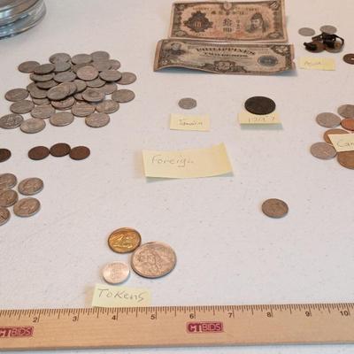 Us And Foreign Coins, Oldest 1897, Wheat Pennies, Indian Head,  Silver Dime