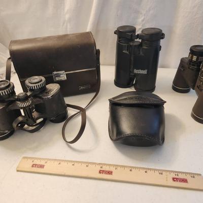 4 Pairs of Vintage Binoculars - Bushnell, Empire, Pentax