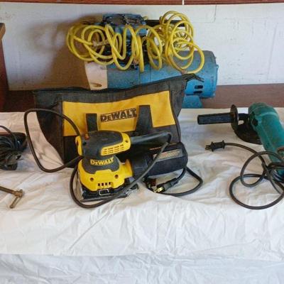 Power Tools - DeWalt Sander, Makita Grinder, Air Compressor, Soldering Iron, Hot Pot