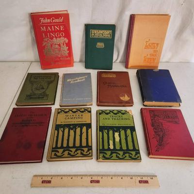 11pc Antique & Vintage Books - 1885-1975 - Camping, Wilderness, Angling