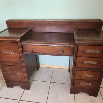 Antique Art Deco Waterfall Vanity/Desk - 48x18x34"