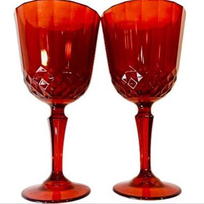 Sale Photo Thumbnail #143: Red Stemmed Wine Glasses