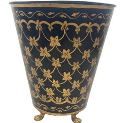 Sale Photo Thumbnail #158: Hand Painted Toleware Footed Trash Basket
