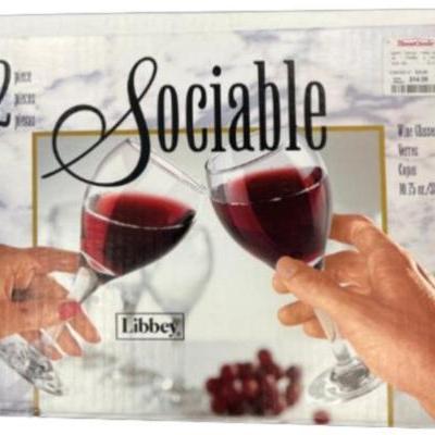 Sale Photo Thumbnail #152: New! Libby Sociable Wine Glasses (12)