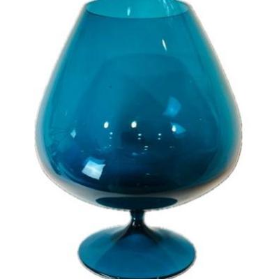 Sale Photo Thumbnail #80: MCM Oversized Blue Glass Brandy Snifter