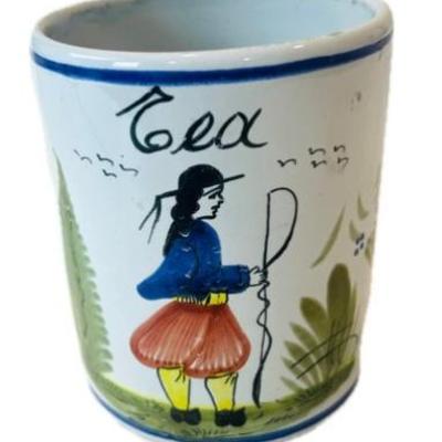Sale Photo Thumbnail #171: French Quimper Pottery Tea Canister - Signed